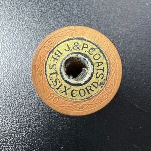 Antique J.&P. Coats Best Six Cord Wooden Thread Spool Black Size 90 Vintage Wood